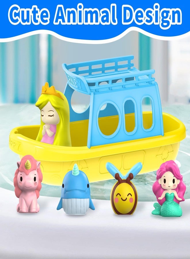 Oriate Mermaid Princess Finger Puppets Bath Toys(5 PCS) for Kids Toddlers 1-3 with Bath Boat, Baby Bathtub Shower Toys, Animal Whale Bee, Floating Water Beach Pool Toys - Image 5
